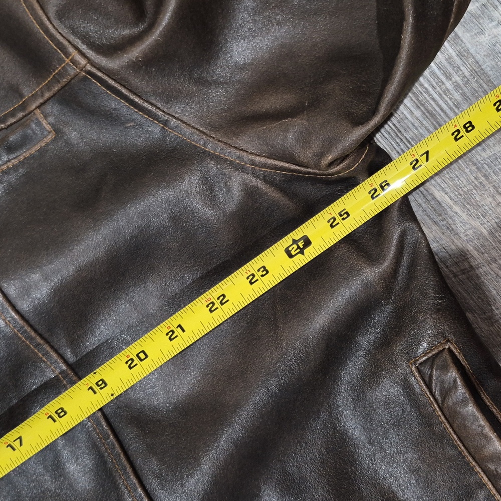 XXL Men's Dark Brown Leather Bomber Jacket - Picture 14 of 16